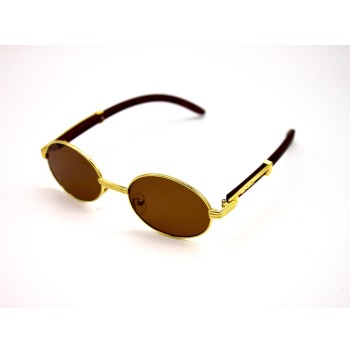 Wood Oval Shaped Sunglasses