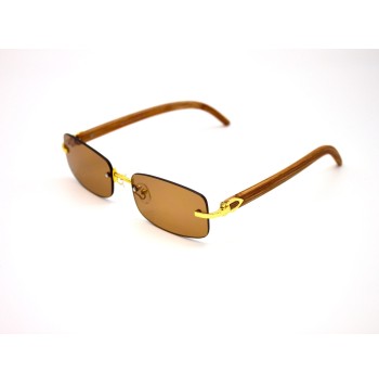 Wood Frameless Rectangular Sunglasses