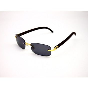 Wood Frameless Rectangular Sunglasses