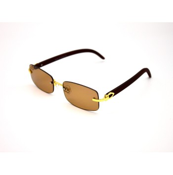 Wood Frameless Rectangular Sunglasses