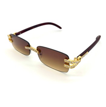 Diamond Wooden Frame Sunglasses