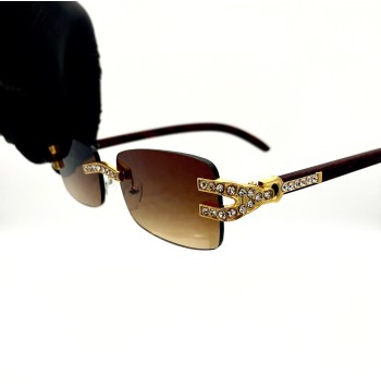 Diamond Wooden Frame Sunglasses