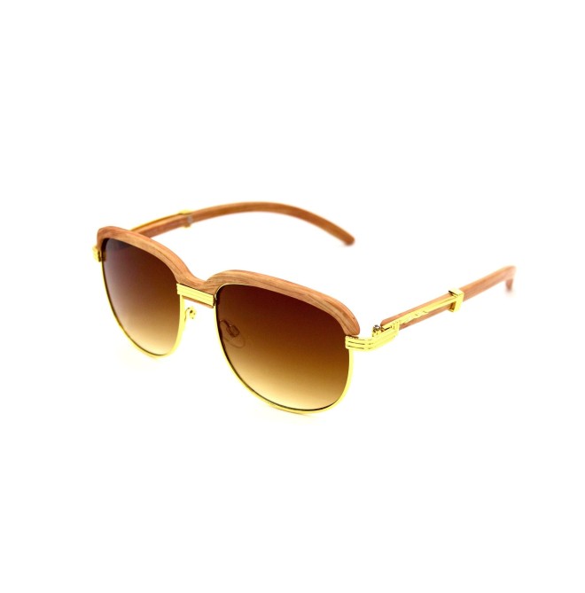 Colored Wooden Round Frame Sunglasses