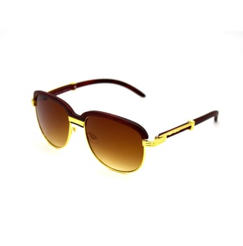 Colored Wooden Round Frame Sunglasses