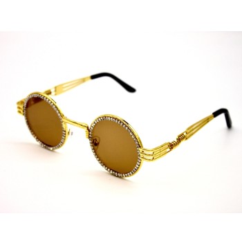 Diamond Circle Gold Frame Sunglasses